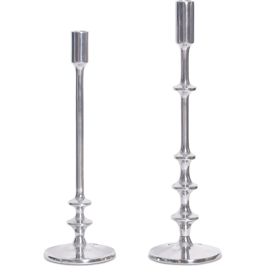 Irie Candle Holders by Moe's Home Collection in silver. Made from aluminum in a unique style.