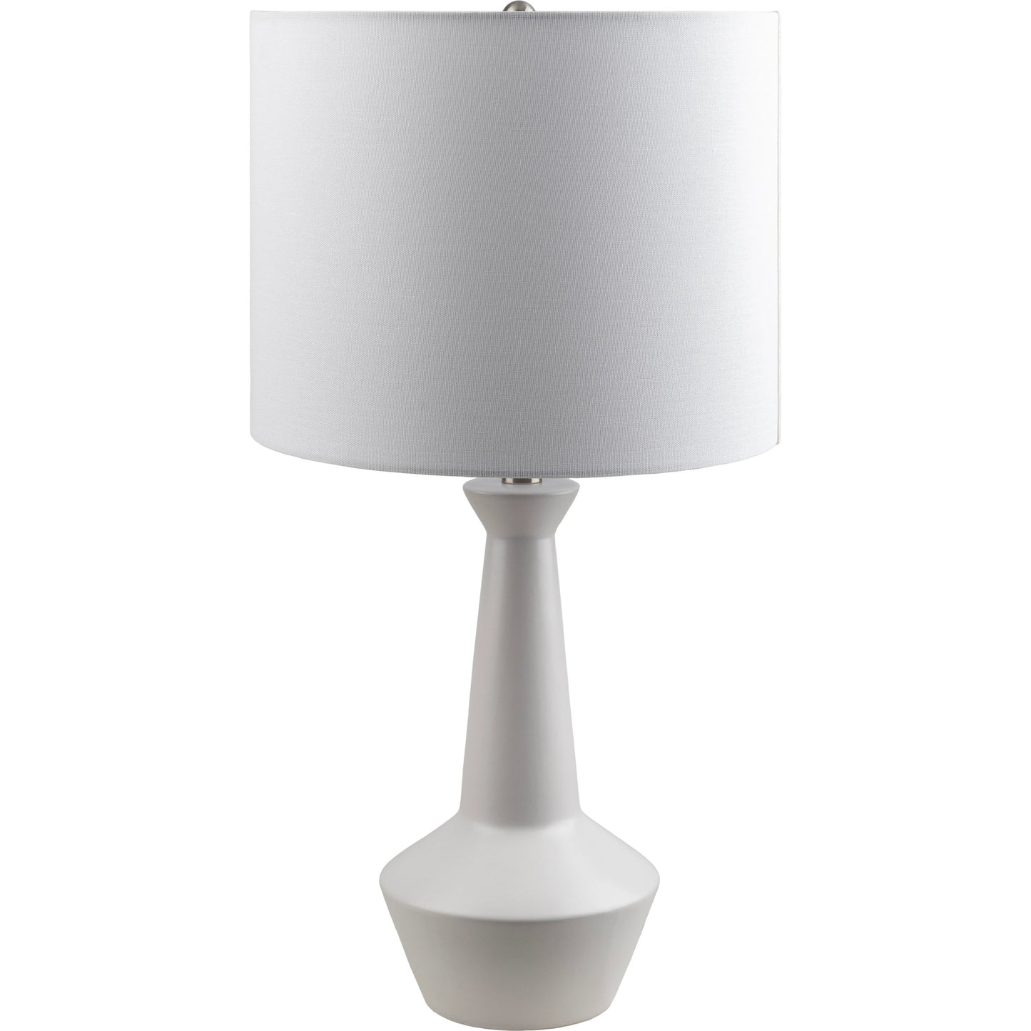 001 SI-2052658 | Primary Silo | Fredonia - 492780 by Surya in white, translucent, metallic silver, metallic nickel and matte brushed. Made from body: ceramic, shade (outside): linen, shade (inside): linen, finial: metal in a modern style.