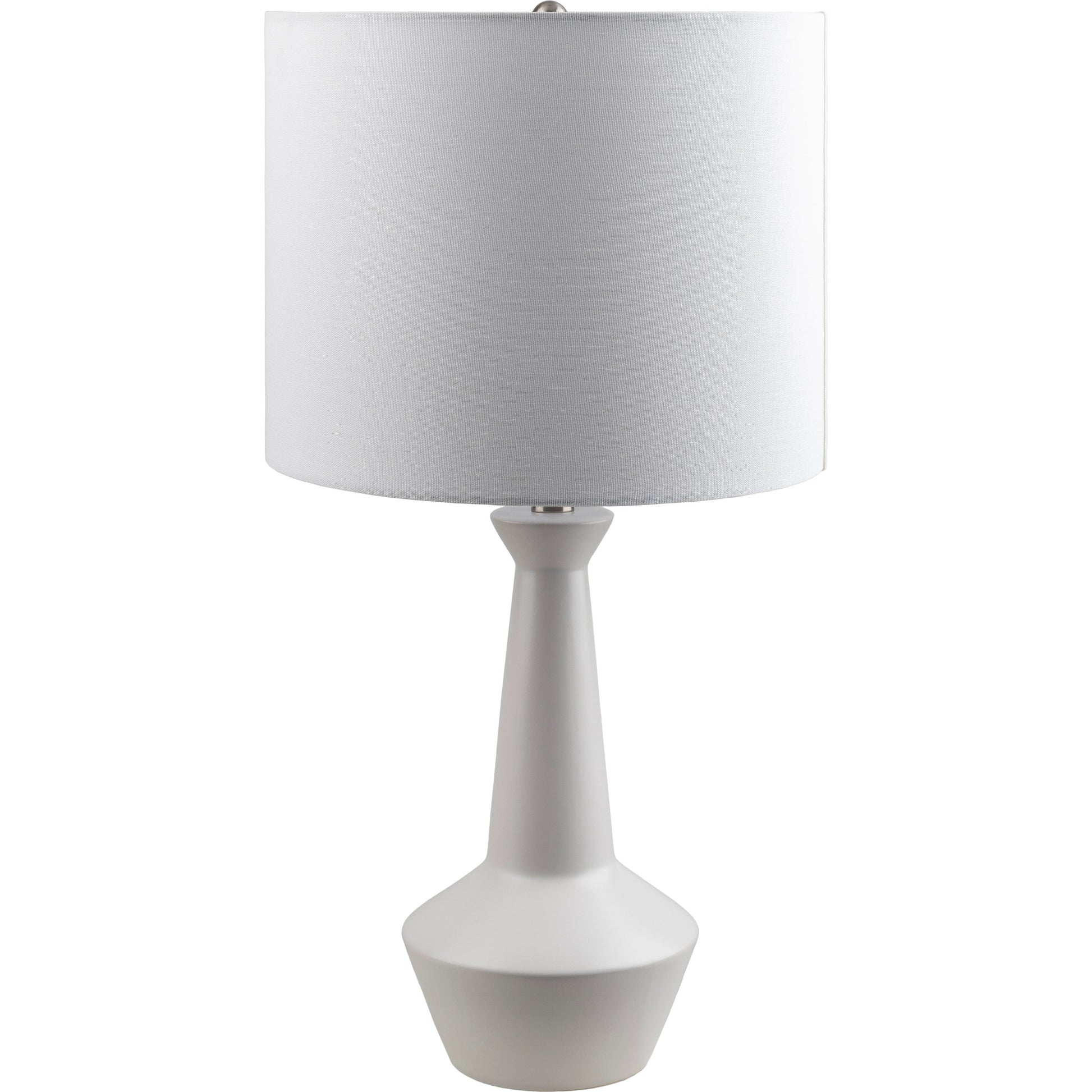 Fredonia - 492780 by Surya in white, translucent, metallic silver, metallic nickel and matte brushed. Made from body: ceramic, shade (outside): linen, shade (inside): linen, finial: metal in a modern style.