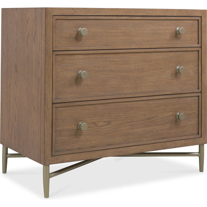 Sonnet Three-Drawer Nightstand by Hooker Furniture in medium wood and wren. Made from unique in a transitional style.