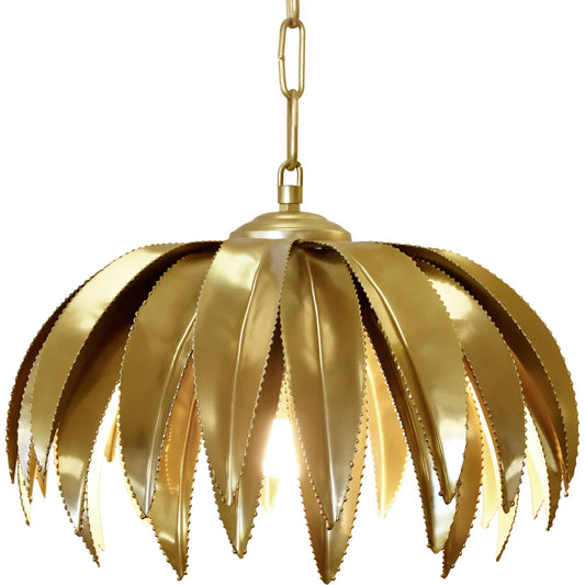Fifi Palm Leaf Pendant by Worlds Away in antique brass. Made from unique in a coastal style.
