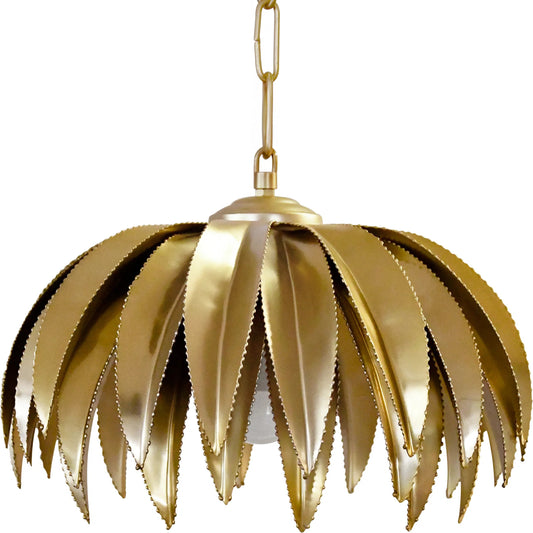 Fifi Palm Leaf Pendant by Worlds Away in antique brass. Made from unique in a coastal style.