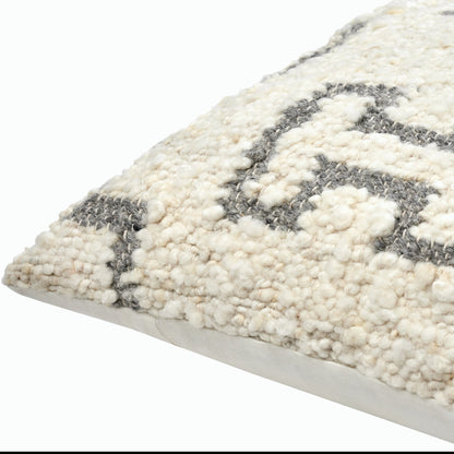 Figuration Pillow - 493455 by Surya in cream, gray. Made from wool, cotton in a modern style.