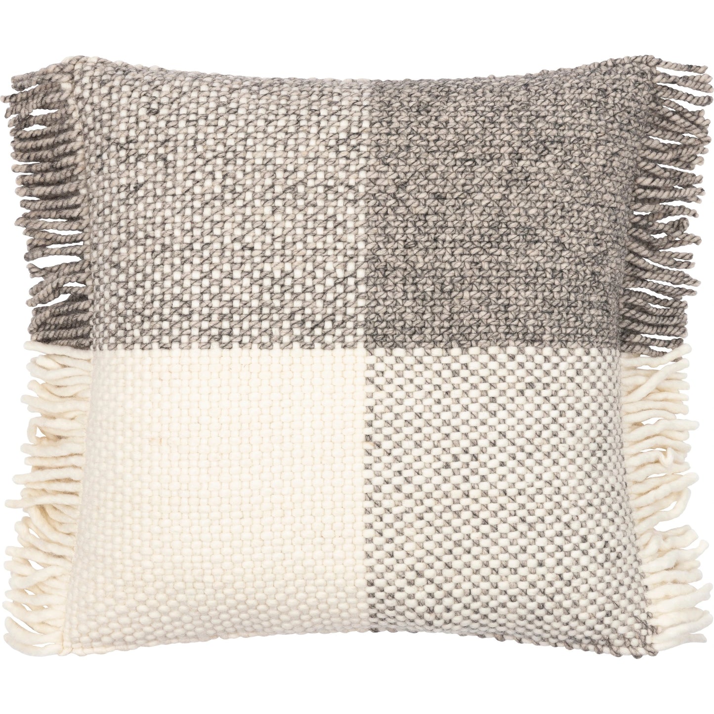 000 SI-1881849,SI-1881850,SI-1881851,SI-1881852,SI-1881853,SI-1881854 | Primary Silo | Faroe II Pillow - 28399 by Surya in cream, gray, charcoal. Made from 100% wool, 100% cotton in a cottage & farmhouse style.