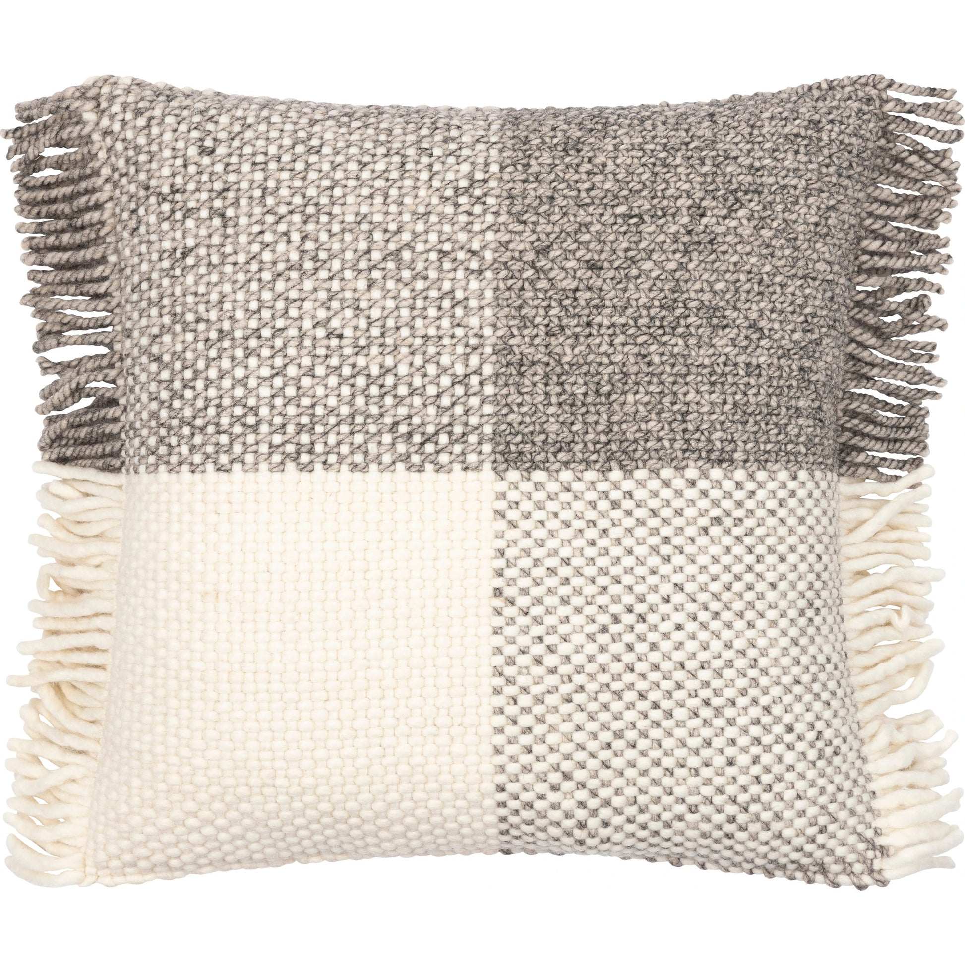 Faroe II Pillow - 28399 by Surya in cream, gray, charcoal. Made from 100% wool, 100% cotton in a cottage & farmhouse style.