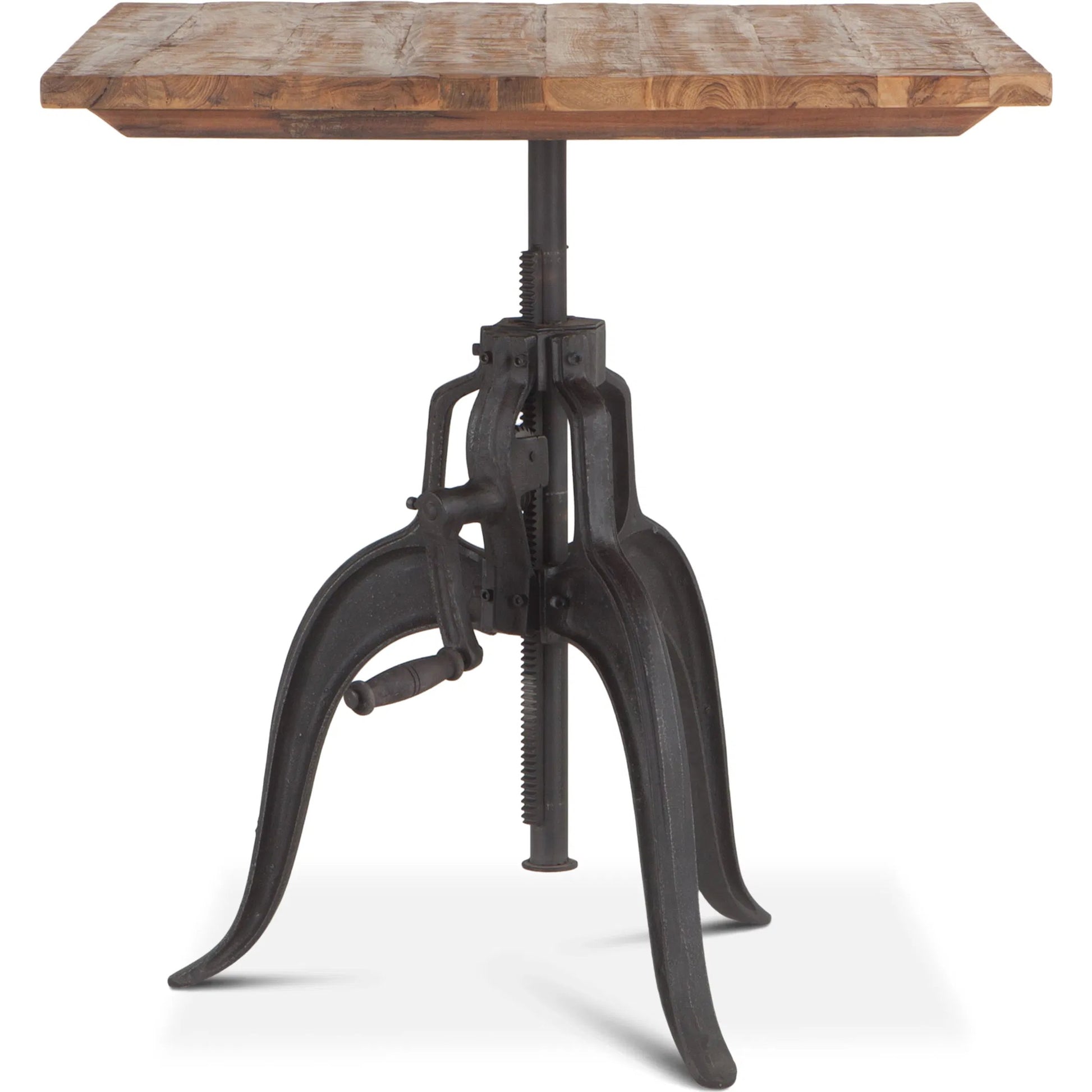 Artezia Adjustable Dining Table by World Interiors in brown and natural, matte black. Made from teak wood, iron in a modern style.
