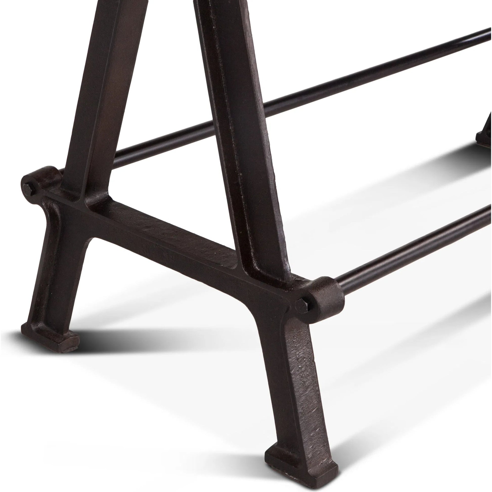Artezia Gathering Table by World Interiors in brown and walnut, antique zinc. Made from acacia wood, iron in a modern style.