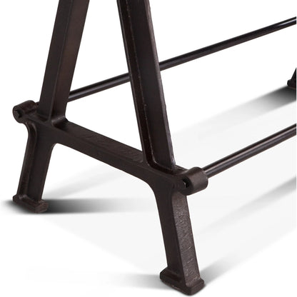 Artezia Gathering Table by World Interiors in brown and walnut, antique zinc. Made from acacia wood, iron in a modern style.