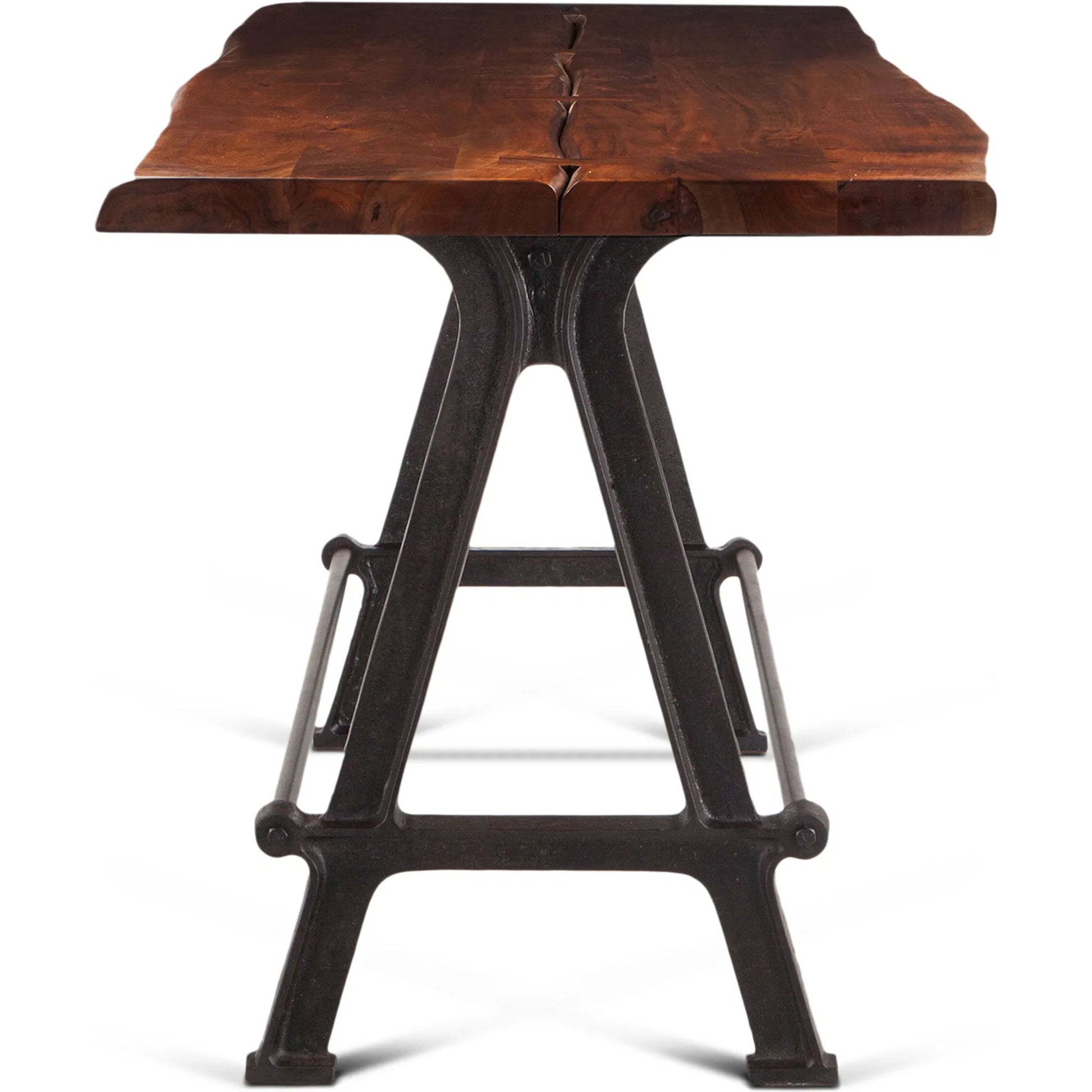 Artezia Gathering Table by World Interiors in brown and walnut, antique zinc. Made from acacia wood, iron in a modern style.