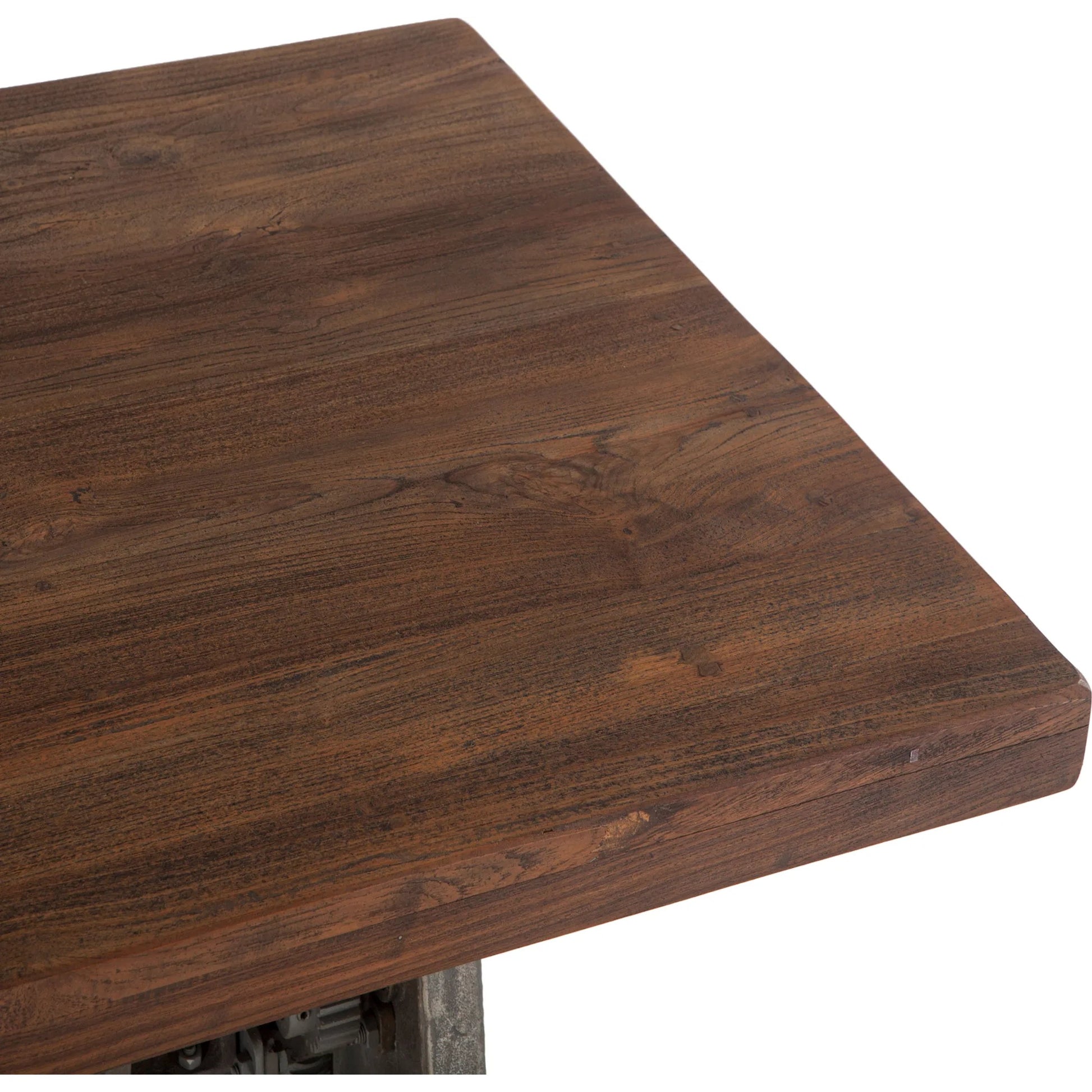 Artezia Adjustable Desk by World Interiors in brown and weathered gray, gray zinc. Made from teak wood, iron in a modern style.