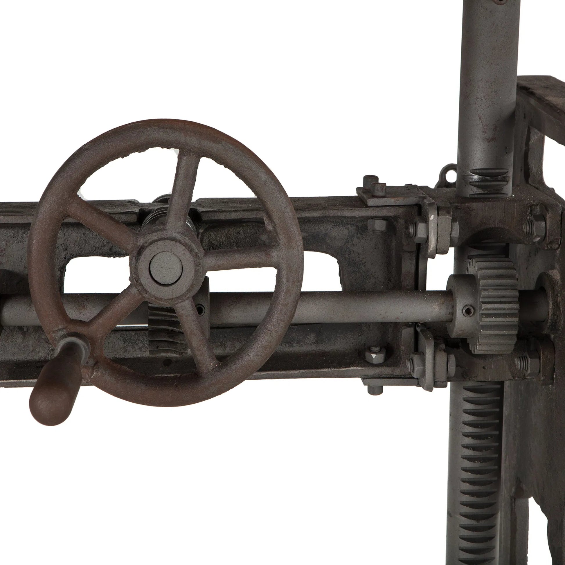 Artezia Adjustable Desk by World Interiors in brown and weathered gray, gray zinc. Made from teak wood, iron in a modern style.