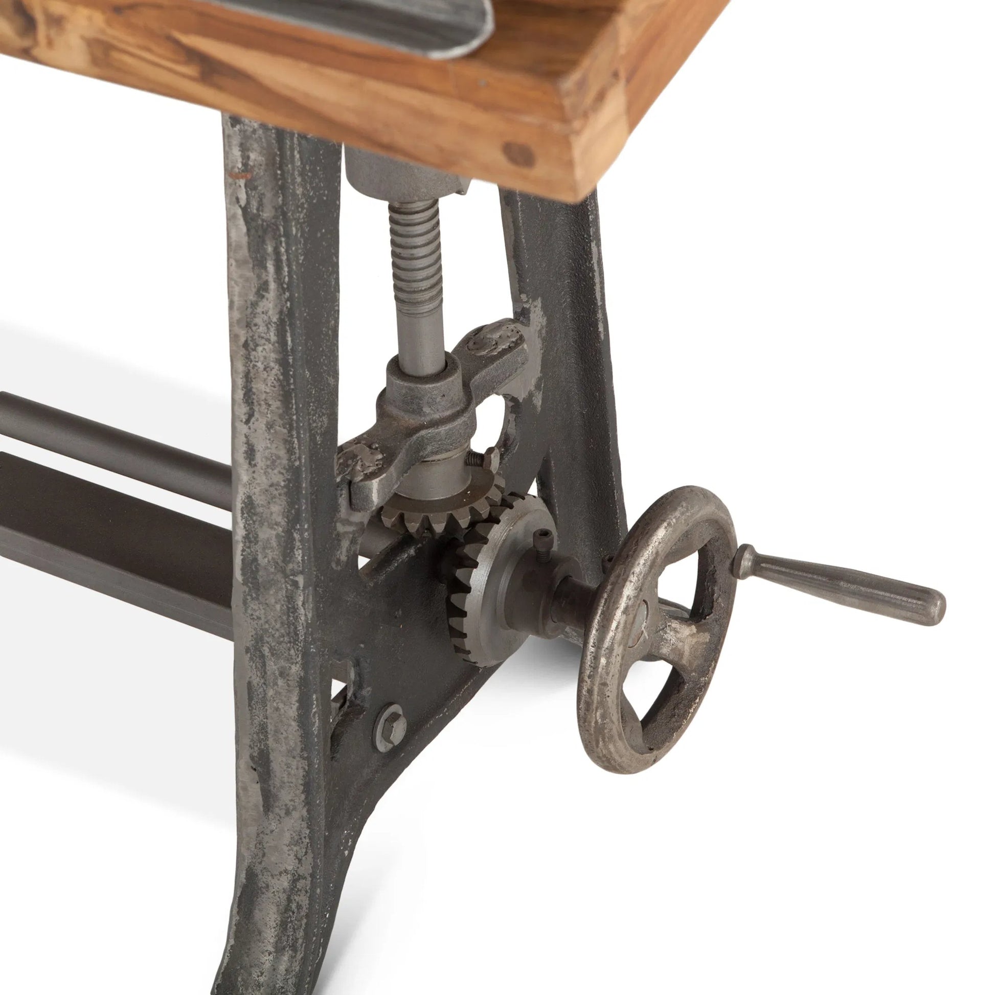 Artezia Industrial Drafting Desk by World Interiors in brown and natural, gunmetal. Made from teak wood, iron in a modern style.