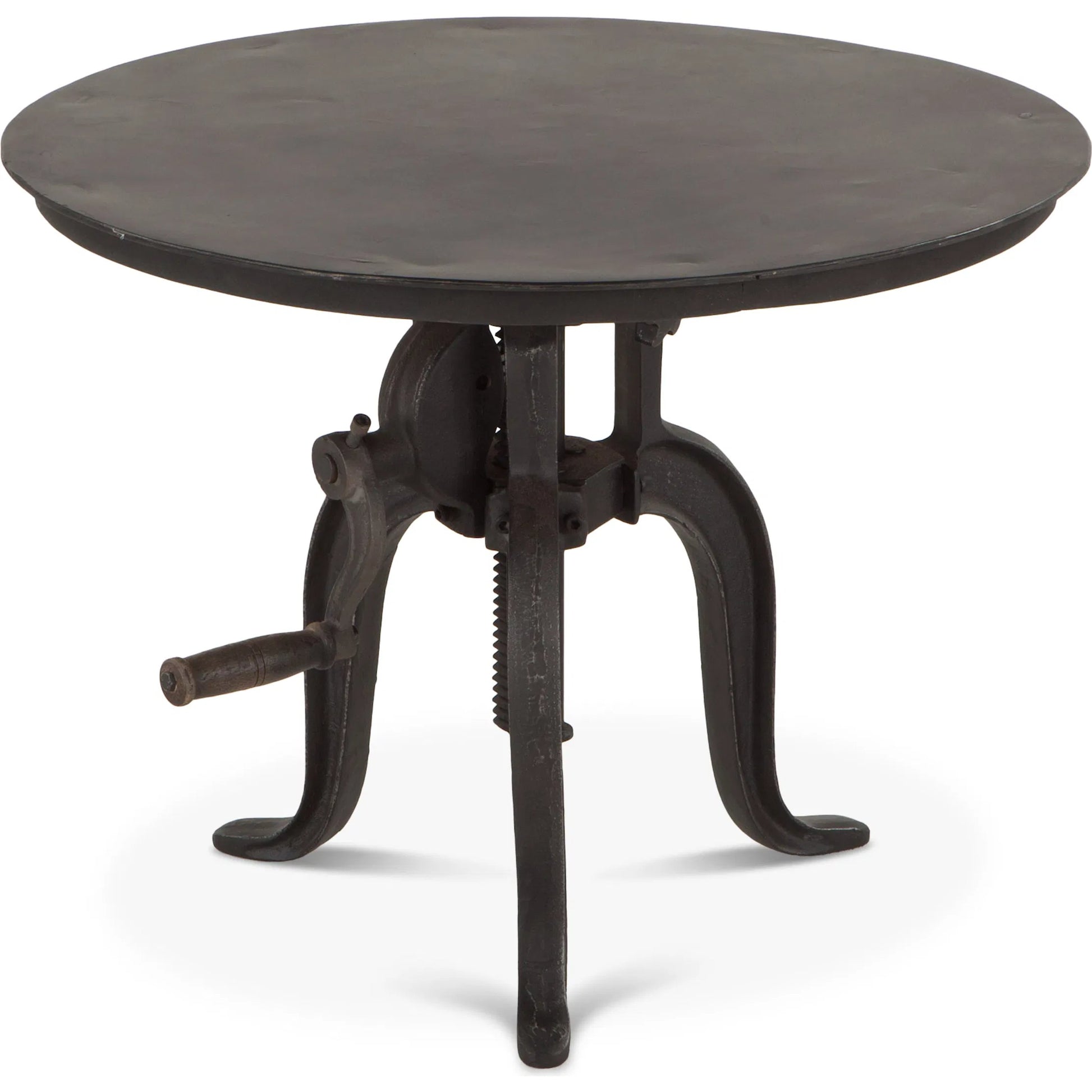 Artezia Industrial Adjustable Bistro Table by World Interiors in black and matte black. Made from cast iron in a rustic style.