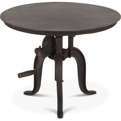 Artezia Industrial Adjustable Bistro Table by World Interiors in black and matte black. Made from cast iron in a rustic style.