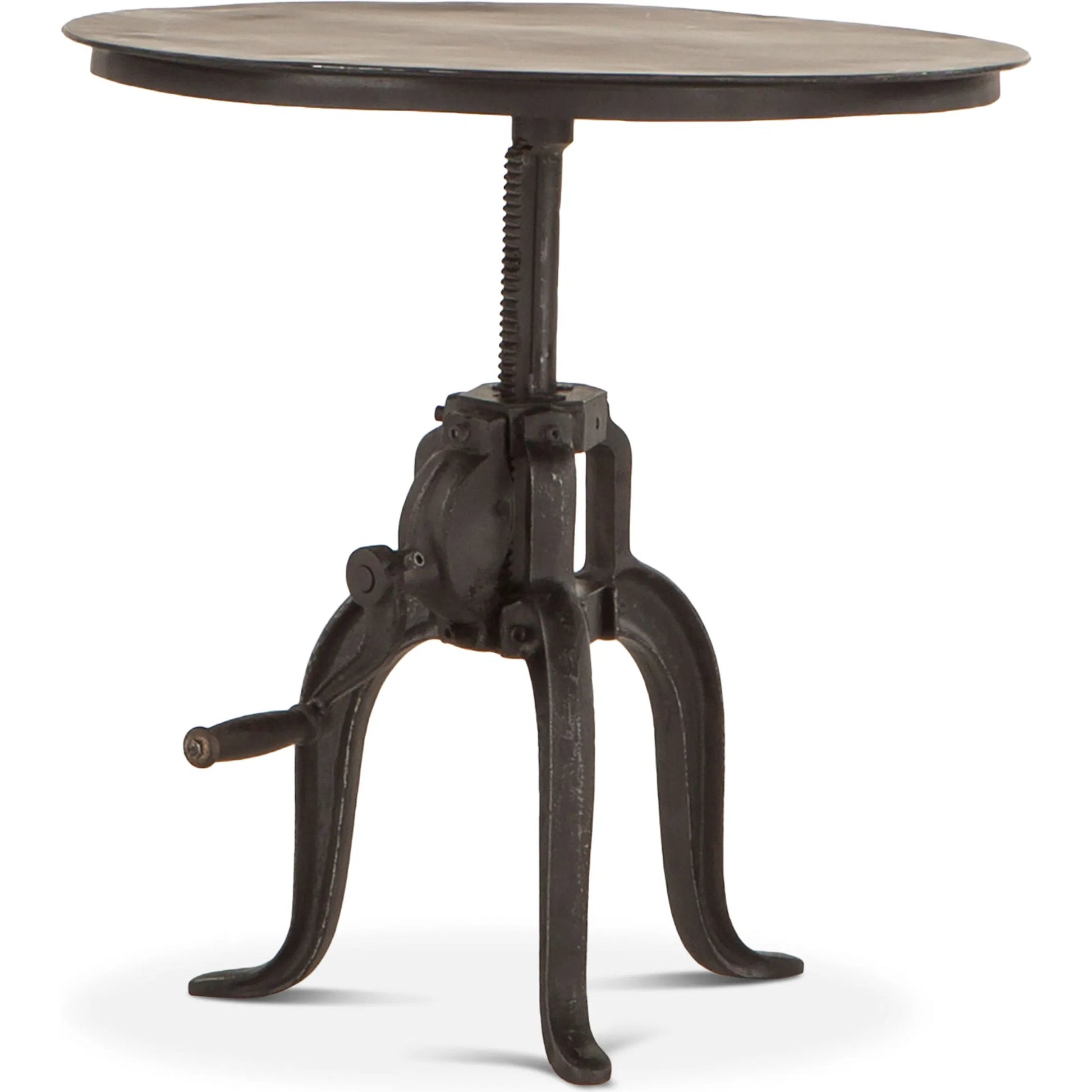 Artezia Industrial Adjustable Bistro Table by World Interiors in black and matte black. Made from cast iron in a rustic style.