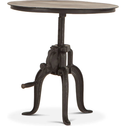 Artezia Industrial Adjustable Bistro Table by World Interiors in black and matte black. Made from cast iron in a rustic style.
