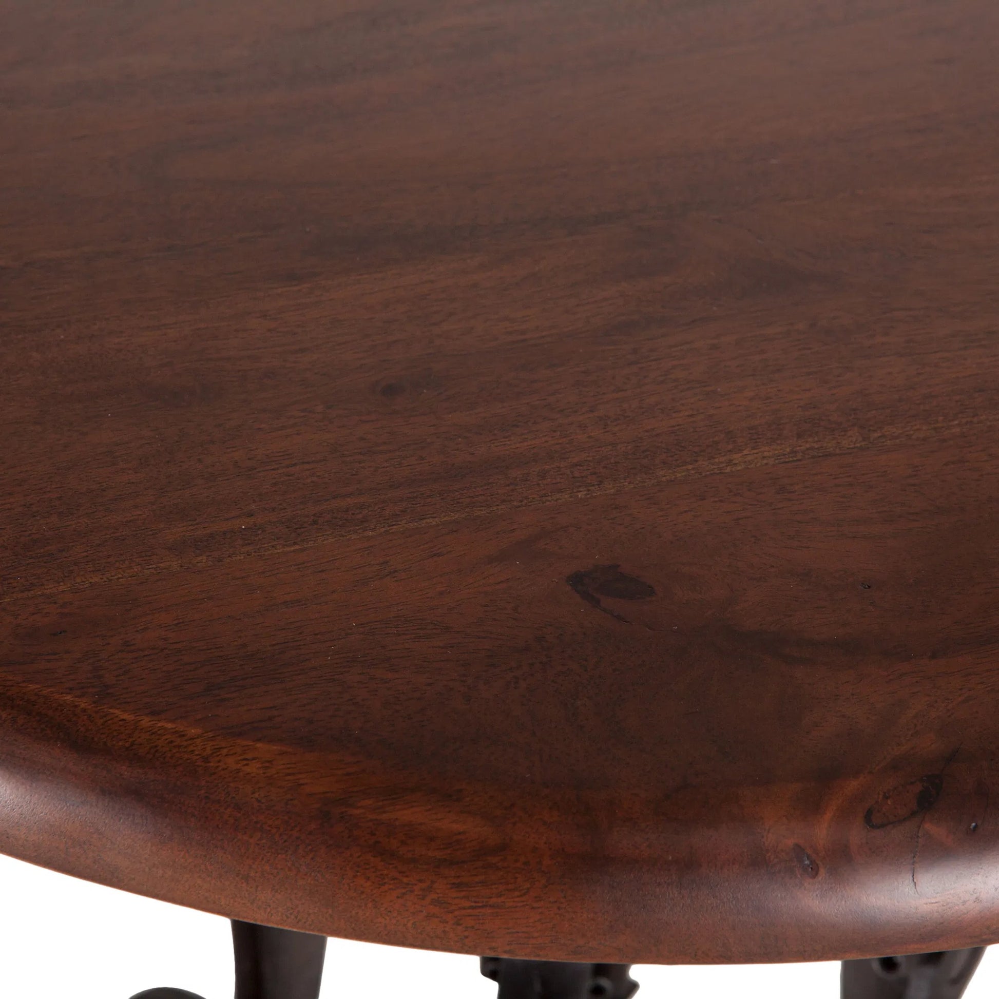 Artezia Acacia Wood Adjustable Side Table by World Interiors in brown and walnut, antique zinc. Made from acacia wood, iron in a rustic style.