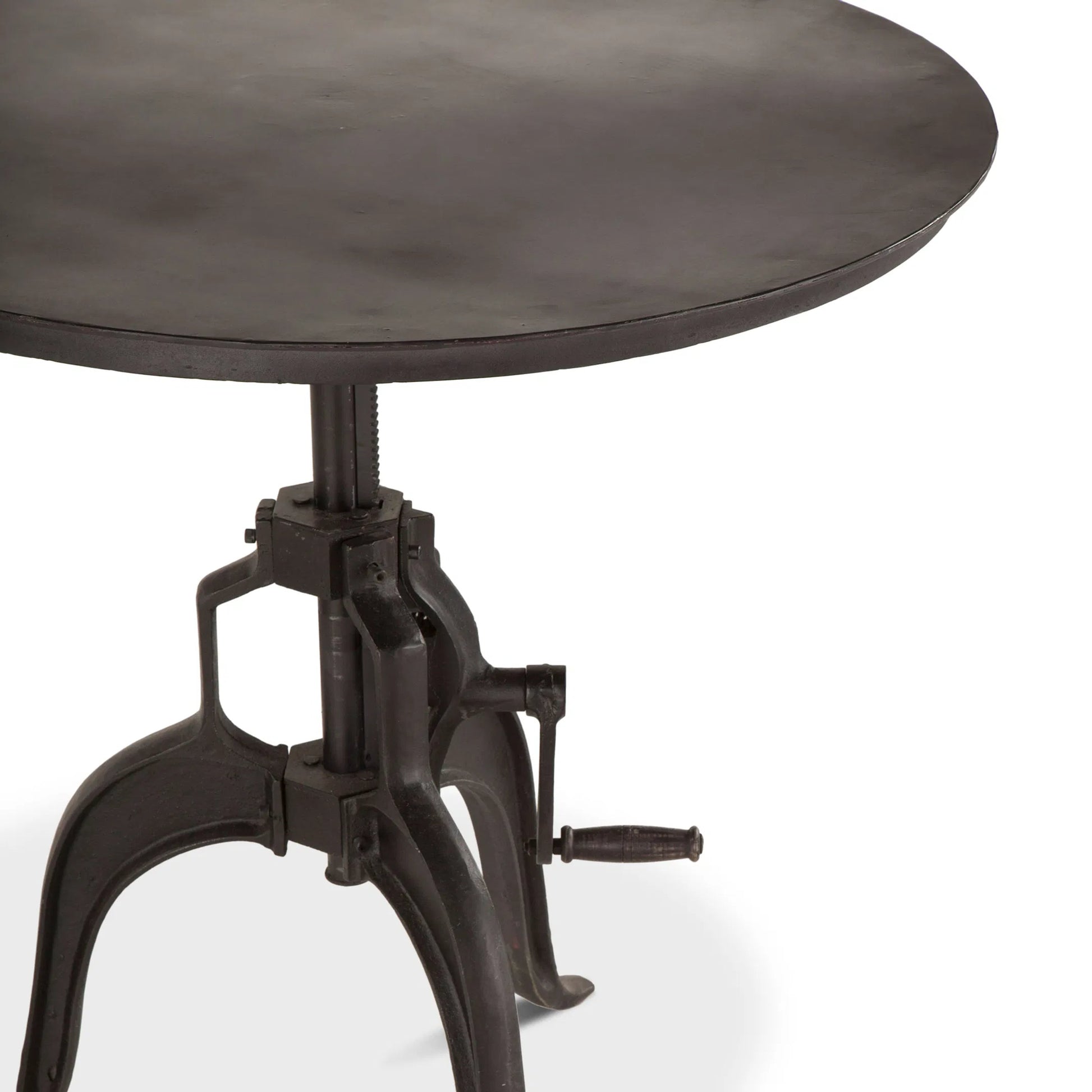 Artezia Industrial Adjustable Bistro Table by World Interiors in black and matte black. Made from cast iron in a rustic style.