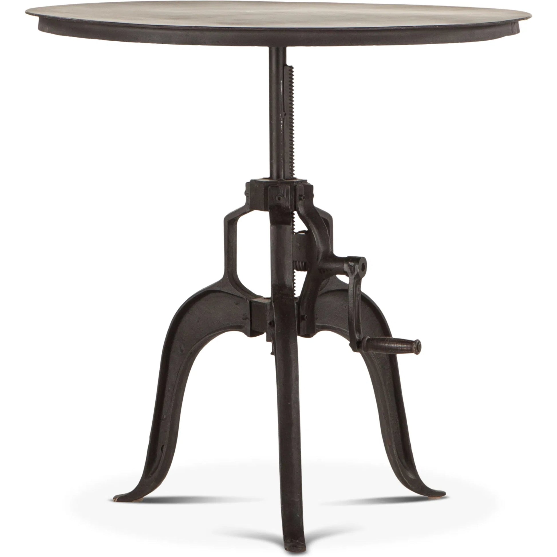 Artezia Industrial Adjustable Bistro Table by World Interiors in black and matte black. Made from cast iron in a rustic style.
