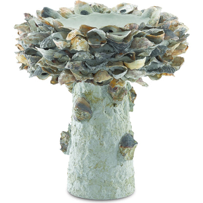 Oyster Shell Bird Bath by Currey and Company. Made from oyster shells, concrete, iron in a eclectic & global style.