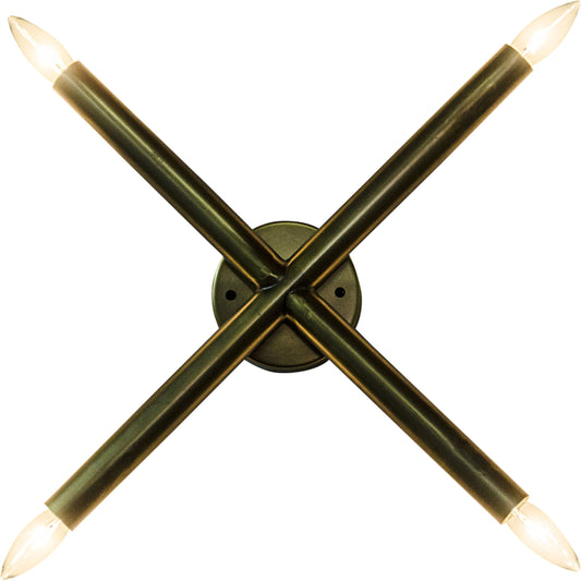 Cross Sconce by Noir in antique brass. Made from metal in a modern style.