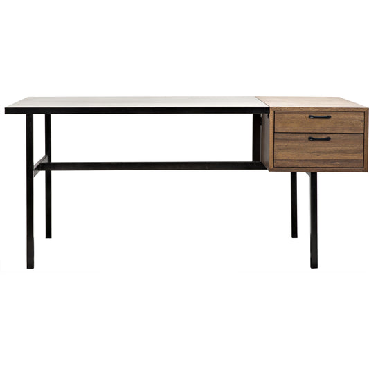 Algeron Desk by Noir in dark walnut. Made from metal, walnut in a transitional style.