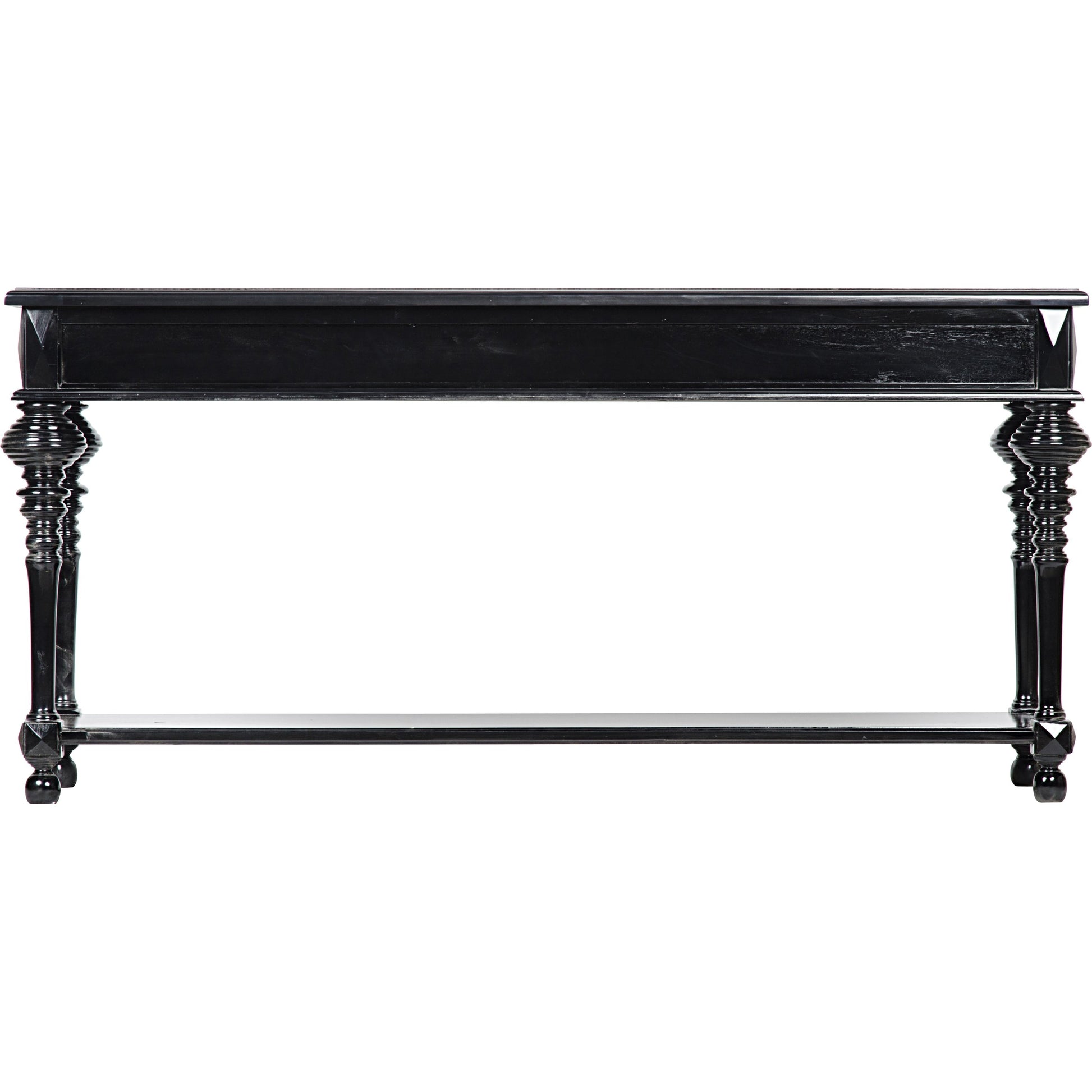 Colonial Sofa Table by Noir in distressed brown. Made from birch in a traditional style.