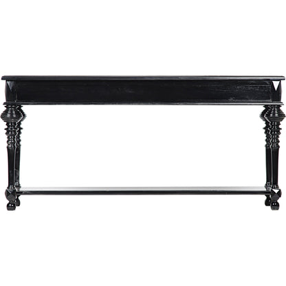 Colonial Sofa Table by Noir in distressed brown. Made from birch in a traditional style.