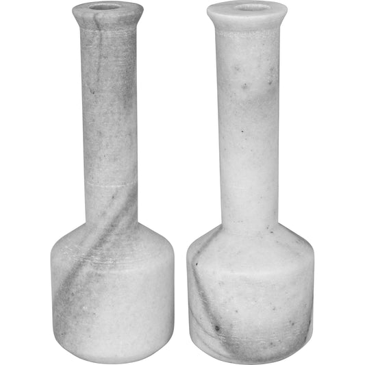 Markos Decorative Candle Holder by Noir in white marble. Made from white marble in a modern style.