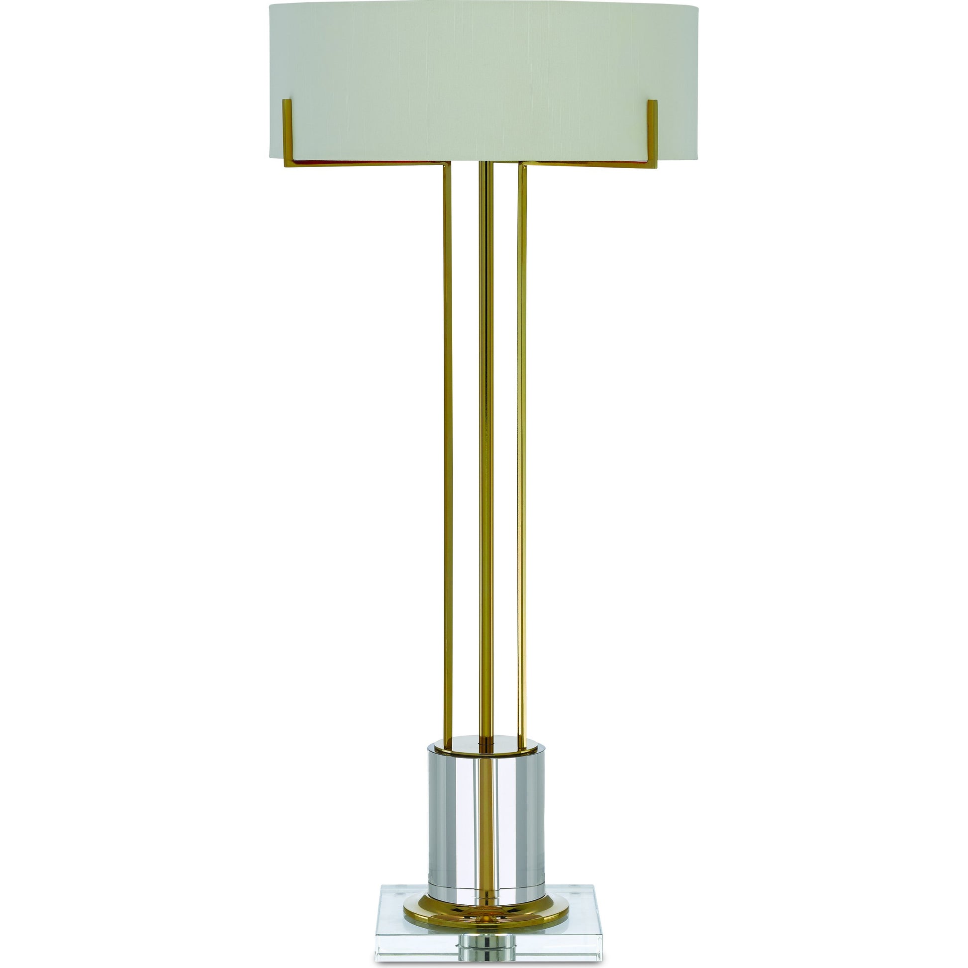 Winsland Table Lamp by Currey and Company in polished brass, clear. Made from metal, optic crystal in a transitional style.