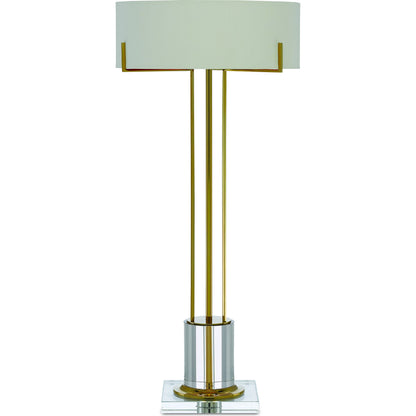 Winsland Table Lamp by Currey and Company in polished brass, clear. Made from metal, optic crystal in a transitional style.