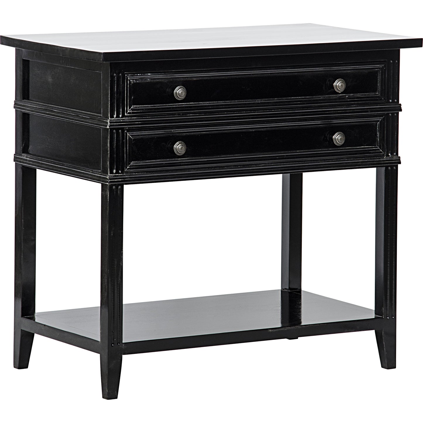 001 S-334559 | Primary Silo | Colonial Side Table by Noir in distressed black. Made from birch in a traditional style.
