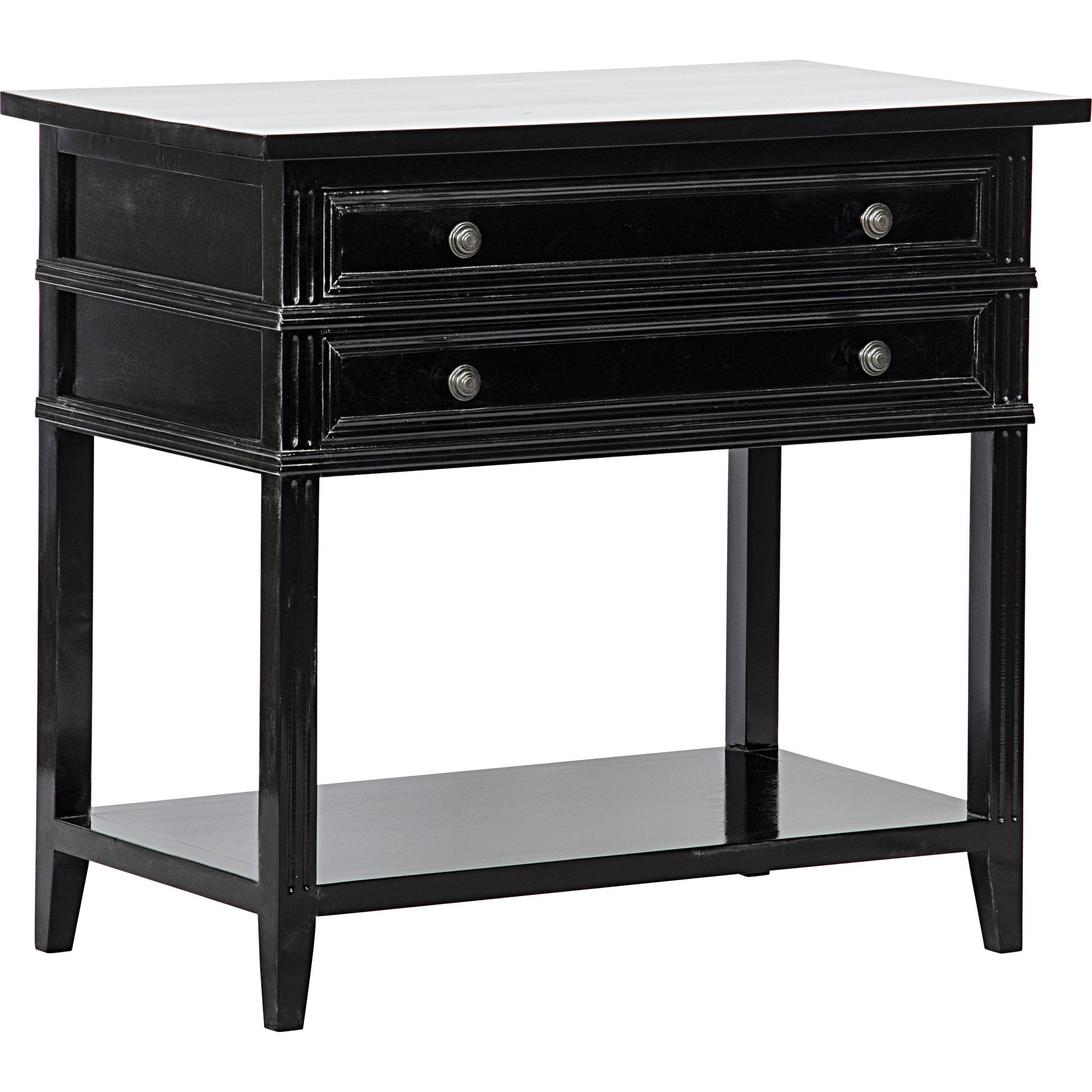 Colonial Side Table by Noir in distressed black. Made from birch in a traditional style.