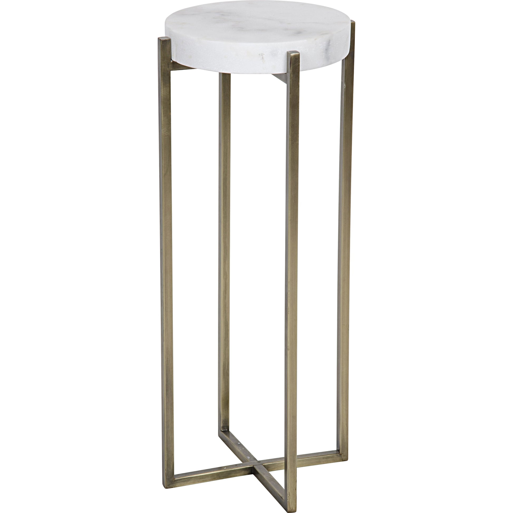 Soho Side Table by Noir in antique brass. Made from metal, quartz in a transitional style.