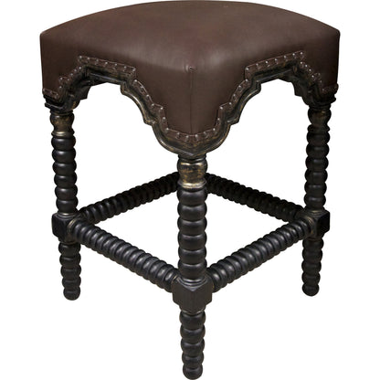 Abacus Counter Stool by Noir in hand rubbed black. Made from mahogany in a traditional style.