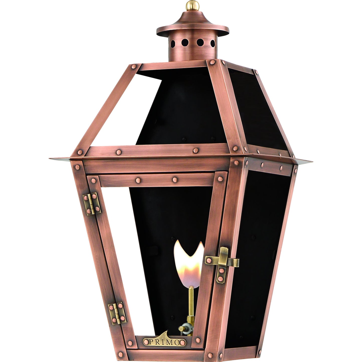 001 S-332250 | Primary Silo | Orleans Flat Gas Lantern by Primo Lighting in aged copper. Made from copper in a traditional style.