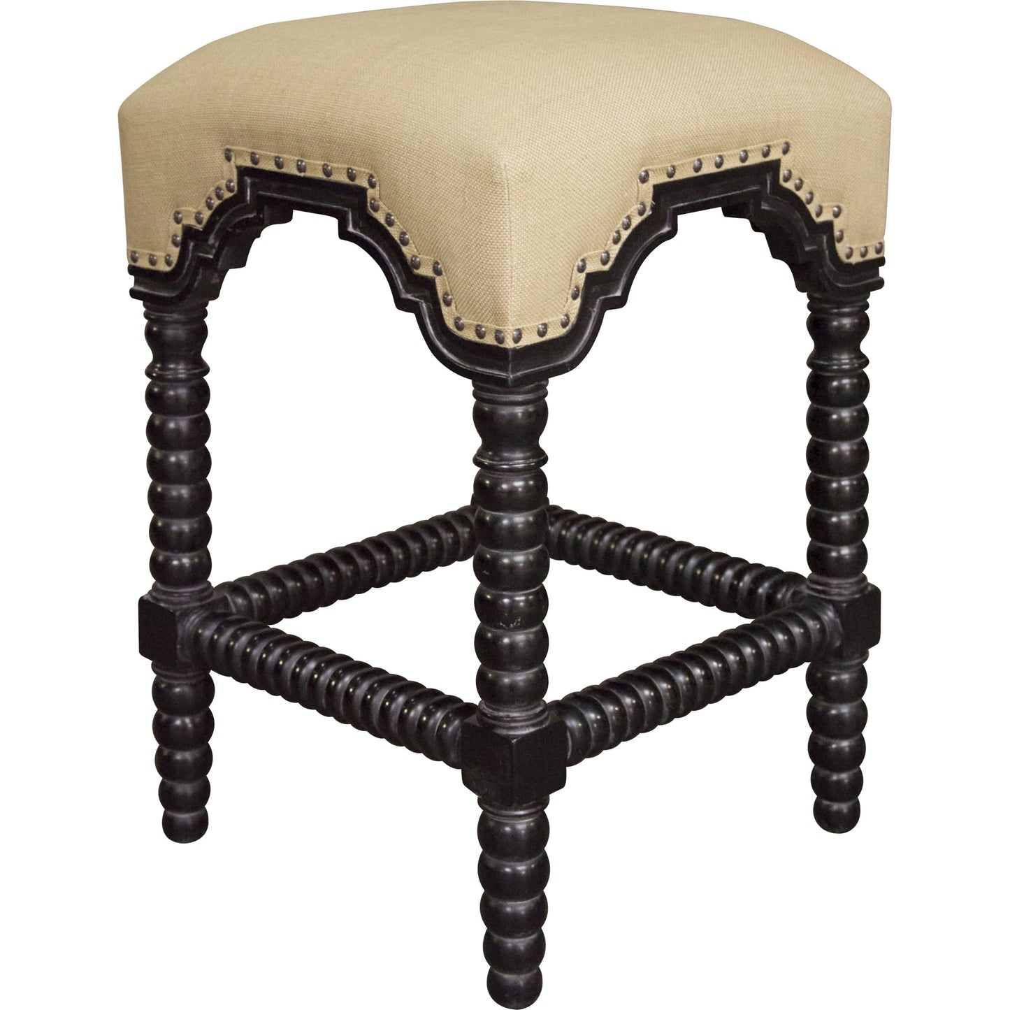 001 S-334279 | Primary Silo | Abacus Counter Stool by Noir in hand rubbed black. Made from mahogany in a traditional style.