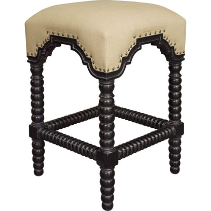 Abacus Counter Stool by Noir in hand rubbed black. Made from mahogany in a traditional style.