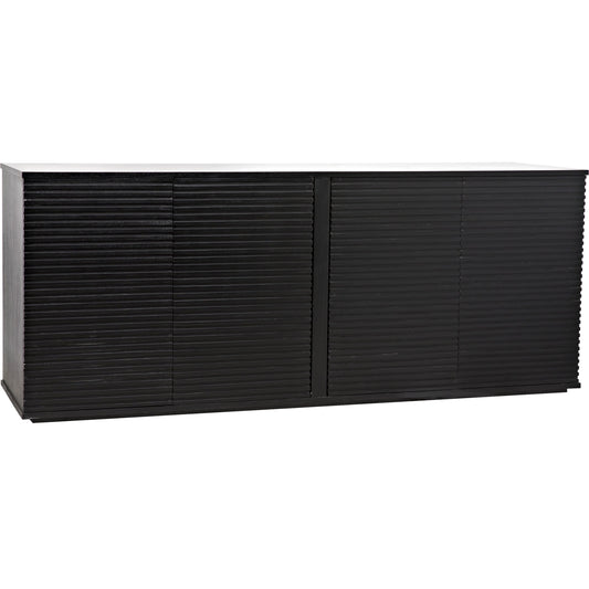 Smith 4 Door Sideboard by Noir in hand rubbed black. Made from mahogany in a modern style.
