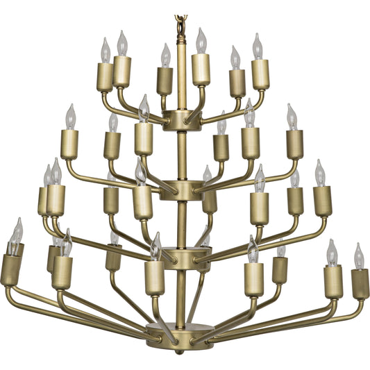 Montoro Chandelier by Noir in antique brass. Made from metal in a transitional style.