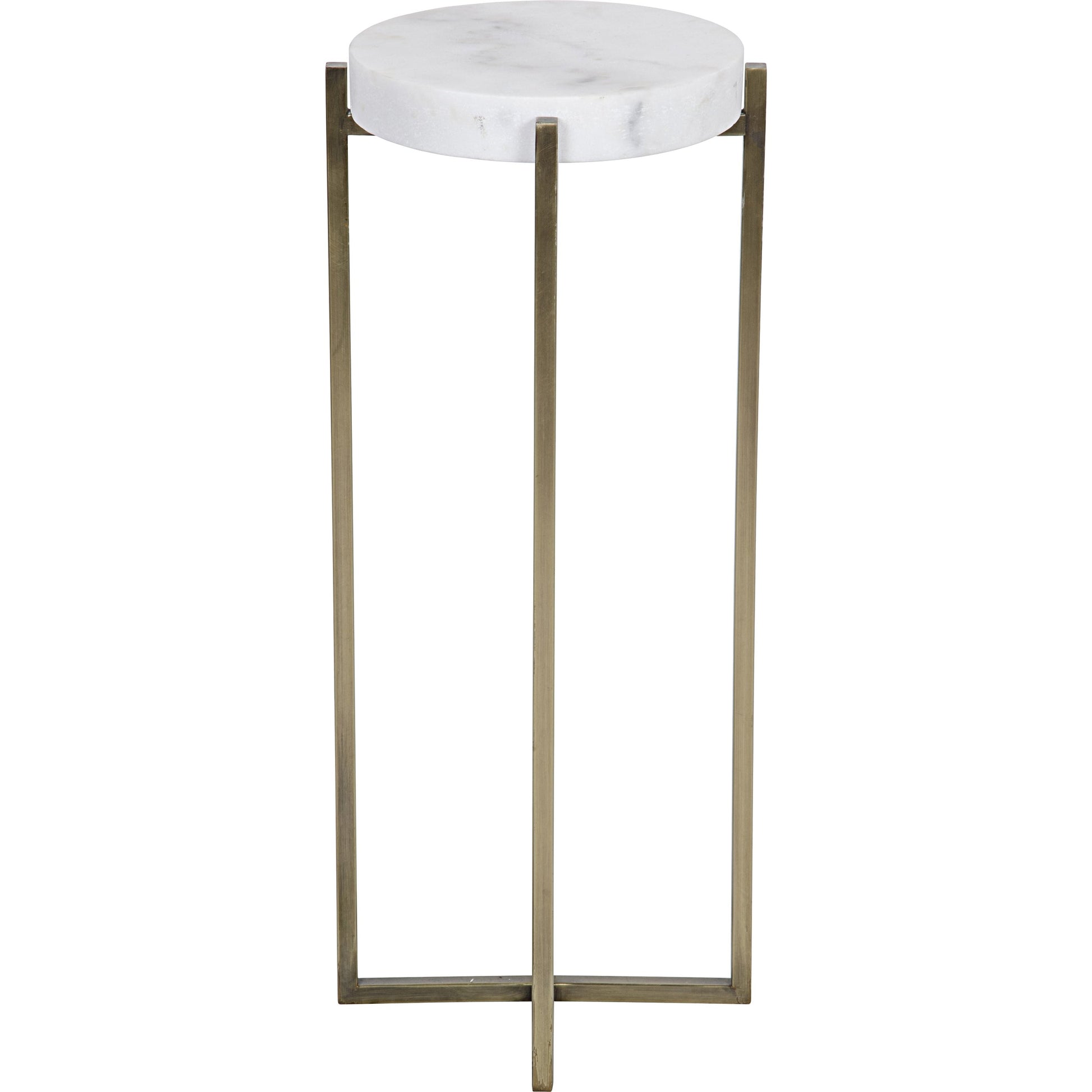 Soho Side Table by Noir in antique brass. Made from metal, quartz in a transitional style.