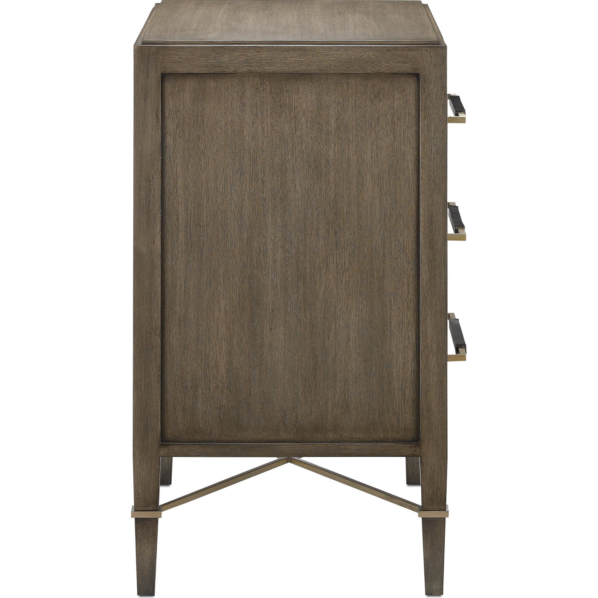Verona Chanterelle Chest by Currey and Company in chanterelle, coffee, champagne. Made from mahogany, brass, iron in a transitional style.