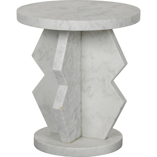 Belasco Side Table by Noir in white marble. Made from white marble in a modern style.