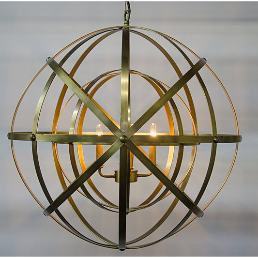 Alchemy Chandelier by Noir in antique brass. Made from metal in a modern style.