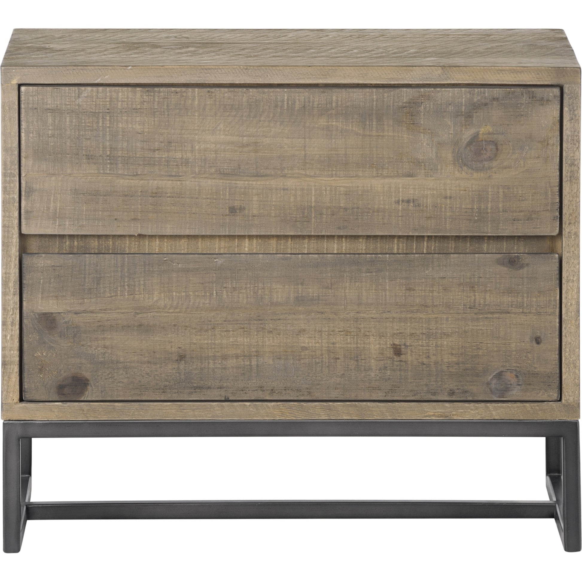 Elena Nightstand by Moe's Home Collection in light brown and nc lacquer (matt). Made from solid pine wood, metal base in a modern style.