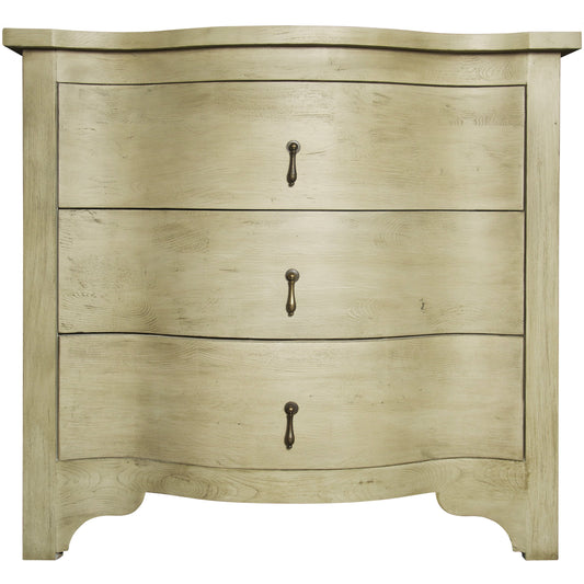 Curved Front Side Table by Noir in vintage gray. Made from elm in a transitional style.