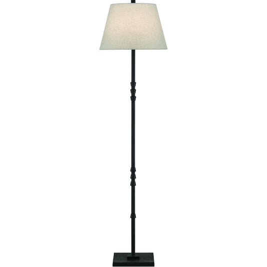 Lohn Floor Lamp by Currey and Company in mole black. Made from cast iron in a transitional style.