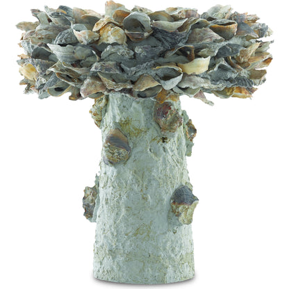 Oyster Shell Bird Bath by Currey and Company. Made from oyster shells, concrete, iron in a eclectic & global style.