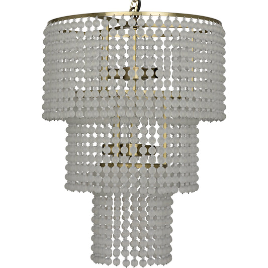 Fatima Chandelier by Noir in antique brass. Made from metal, glass in a traditional style.