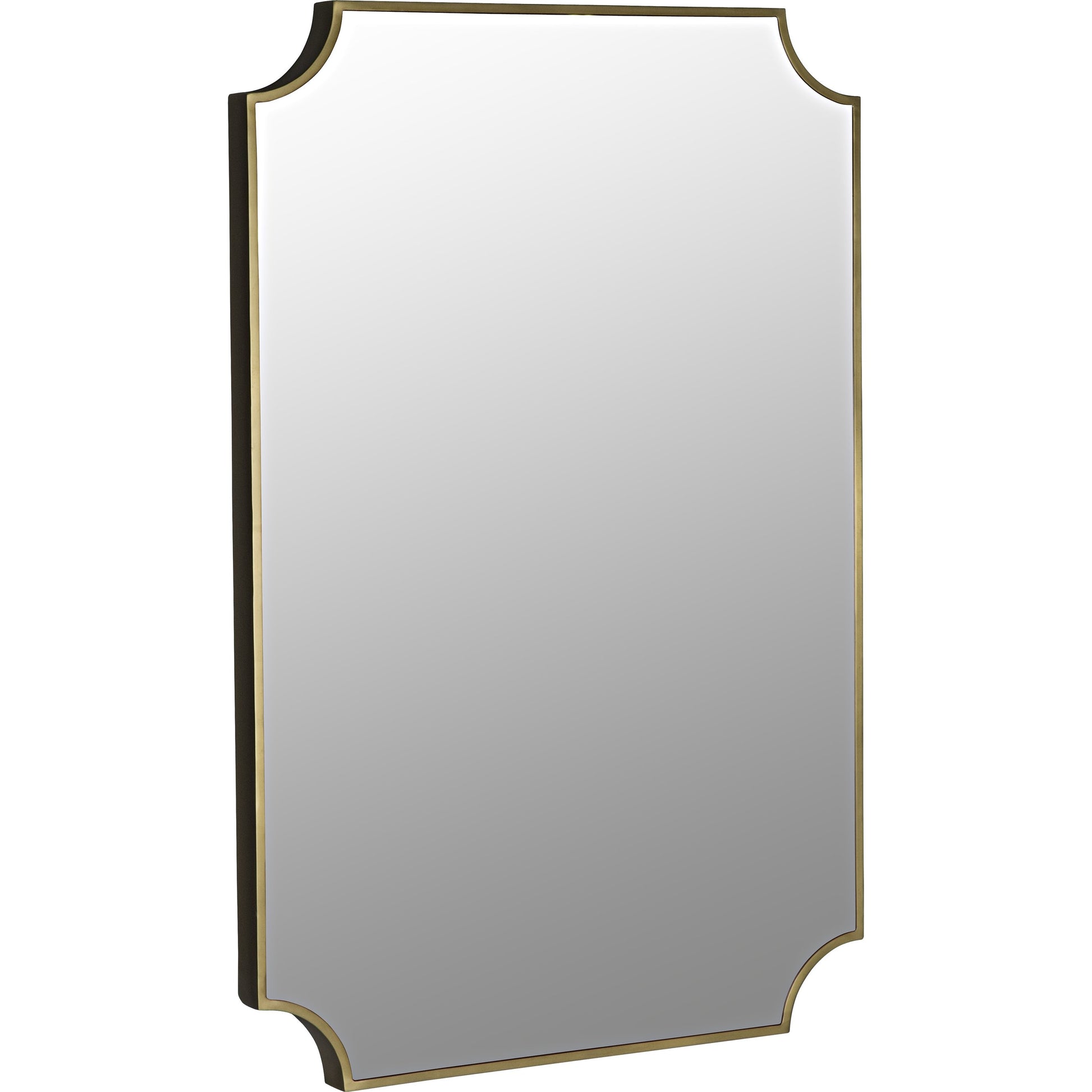 Convexed Mirror by Noir in antique brass. Made from metal, mirror in a transitional style.